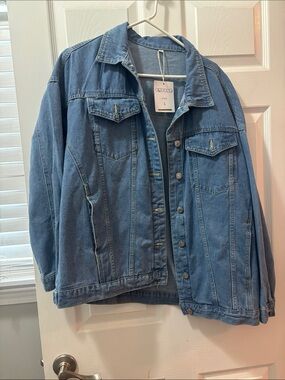 Oversized Blue Denim Jean Jacket - Unbranded